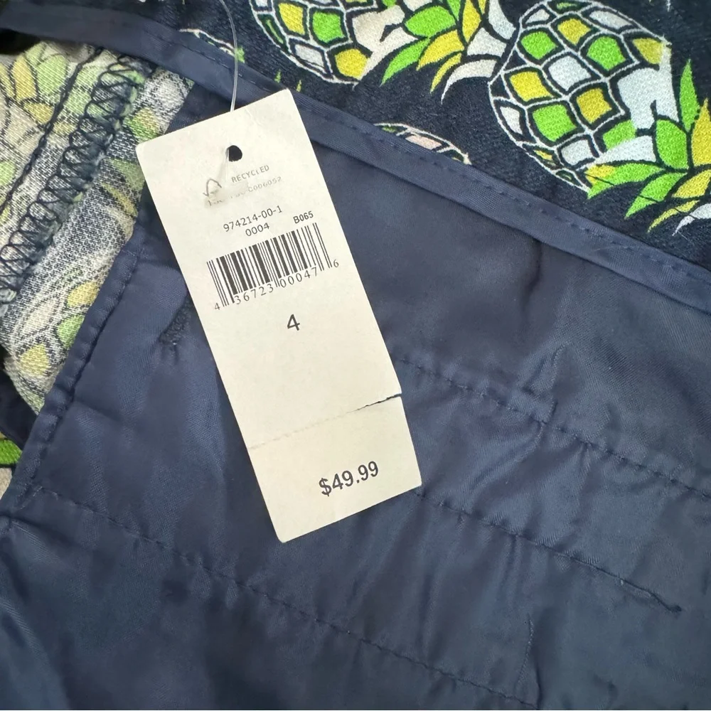 Banana Republic NWT Women's Navy Blue With Green/White Pineapples Shorts Size 4 - Picture 5 of 6